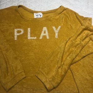 Yellow “play” cropped sweatshirt